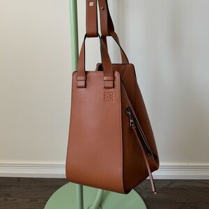 Authentic Loewe Tan Medium Hammock Bag, with card and dust bag